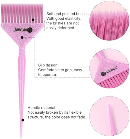 Glitter Hair Dye Brush Set, Hair Color Brush, 3 Sizes Pink Tint Brushes for Professional Hair Coloring, Root Touch-Up & Hair Treatment, Salon & Home Use - Image 2