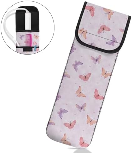 Hair Straighteners Case with Fastener - Water-Resistant Neoprene Curling Iron Holder Flat Iron Curling Wand Travel Cover Case Bag PouchShield Curling Iron Cover Colorful Butterfly - Image 7