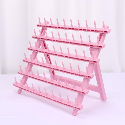 Braid Rack 60 Spools for Hair Standing Braid Hair Extension Rack Stand, Hair Separator Stand Hair Extension Holder for Stylists (Light pink) - Image 3