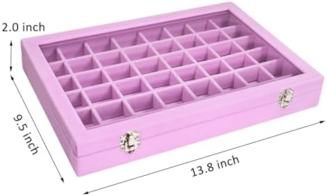 Vicoter 48 Grid Velvet Earring Organizer Tray with Lid for Rings - Image 2