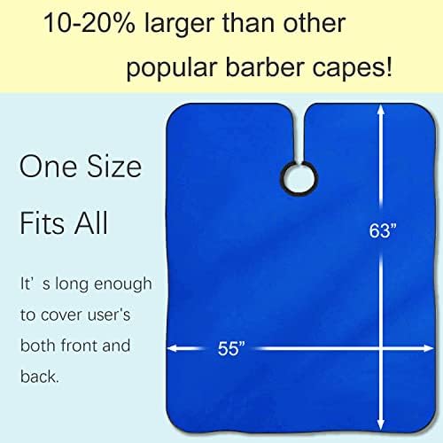 Barber Hair Cutting Cape with Adjustable Neckline 55" x 63" Blue - Image 5
