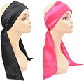 Wig Grip Band Soft Satin Scarf Fashion Headbands for Lace Frontal Wigs Fixing Makeup Sports Yoga Facial (2 Pcs, Black+Pink) by YTBYT