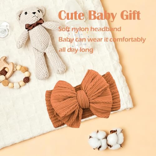 Baby Bows Headbands Soft Nylon Handmade Hair Accessories for Newborn Infant Toddler Kids (6 Mixed White, Large) - Image 4