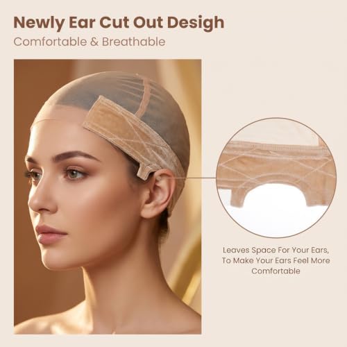 Amaxiu Wig Grip Cap with U-Shape Design, Adjustable Wig Cap for Women Beige - Image 3