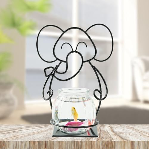 Desktop Glass Planter Hydroponics Vase, Planter Round Vase with Holder for Home Decoration, Modern Creative rabbit Plant Terrarium Stand, Scindapsus Container - Image 4