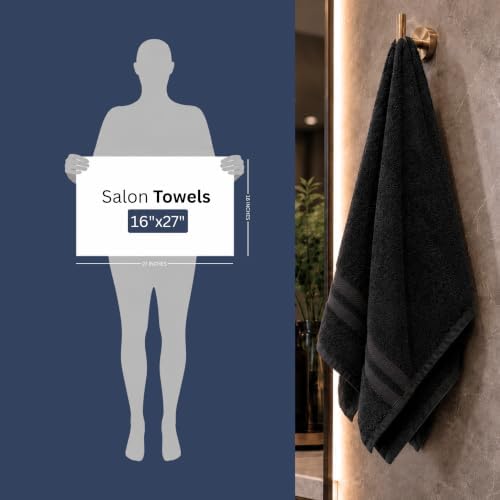 Bulk 72-Pack Professional-Grade Bleach Safe Salon Towels, 16" x 27", Black - Image 2