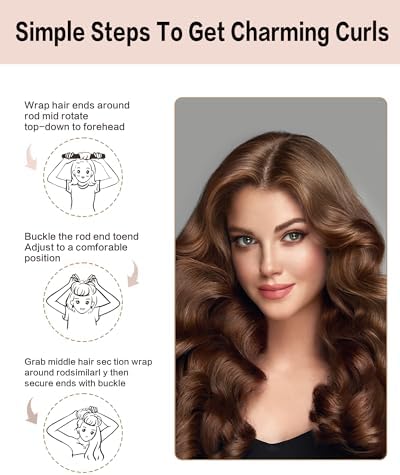 Heatless Curls Overnight Hair Curler - 4 Pcs Curling Rod to Sleep In, Velvet Hair Rollers with Satin Hair Scarf Matte Black - Image 3