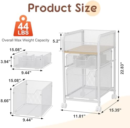 Hongtamoya Rolling Makeup Cart Organizer with 2 Drawers, Under Desk Storage - Image 6