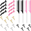 Patelai 27 Pcs Hair Braiding Tools Hair Parting Ring,Pink, Black by Patelai