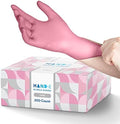 Hand-E Touch Pink Nitrile Disposable Gloves - Esthetician, Nail Tech, Hair Dye & Stylist, Cleaning Gloves by Hand-E