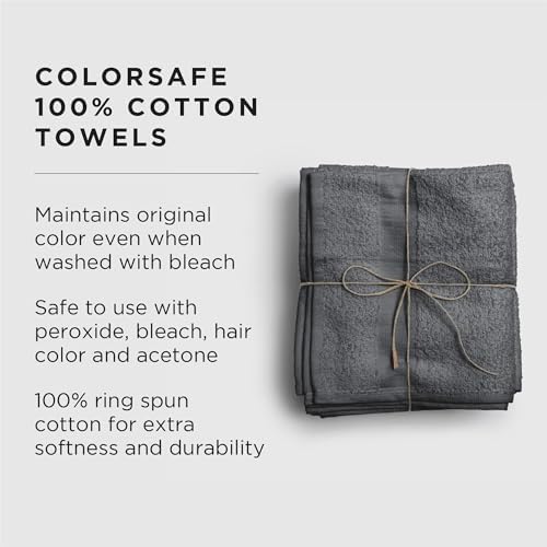 Fromm ColorSafe 100% Cotton Bleach Proof Salon Hair Towels for Hairstylists, Barbers, Spa, Gym in Grey, 16" by 29", 6 Count Absorbent Stain Resistant Towels for Drying Curly, Long, Wavy Hair - Image 2