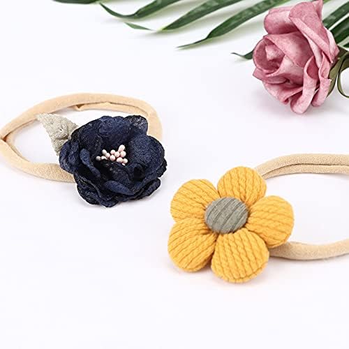 BQUBO Baby Girl Headbands with Bows Nylon Hairbands Handmade Hair Accessories for Newborn Infant Toddlers 10 Pack - Image 3