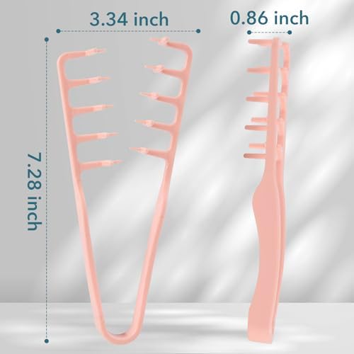 Texture Comb,Volumizing Fluffy Texture Styling Comb,Men’s Voluminous Wide-Toothed Hair Comb,Wide-Tooth Texturizing Styling Tool for Volume & Fringe Parting,Textured Grip Tool for Men (Pink) - Image 2