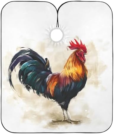 ALAZA Rooster in Vintage Style Barber Cape for Men Women, Waterproof Haircut Apron Beard Shaving Bib Hair Cutting Cloth 55 x 65 Inch by ALAZA