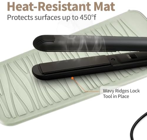 Silicone Heat Resistant Mat, Protects Surfaces from Heat Damage, Provides Slip Resistance, and Offers Multipurpose Storage for Hot Hair Styling Tools (1 Pack, Beige) - Image 5