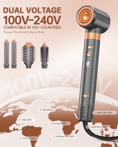 Hot Air Brush Hair Styler, 6 in 1 Hair Dryer Brush Auto Wrap Curlers Frizz-Free Styling Tool for All Hair Types Fast Drying, Curling, Smoothing, Volumizing & Straightening with Negative Ion - Image 6