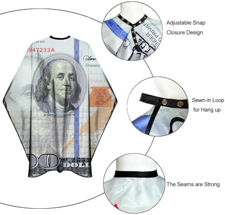 Barber Capes for Men, Hair Cutting Cape with Copper Snaps Closure, Salon Cape for Stylist, Waterproof Large Hairdressing Gown- 63”× 56”, Dollar Style - Image 3