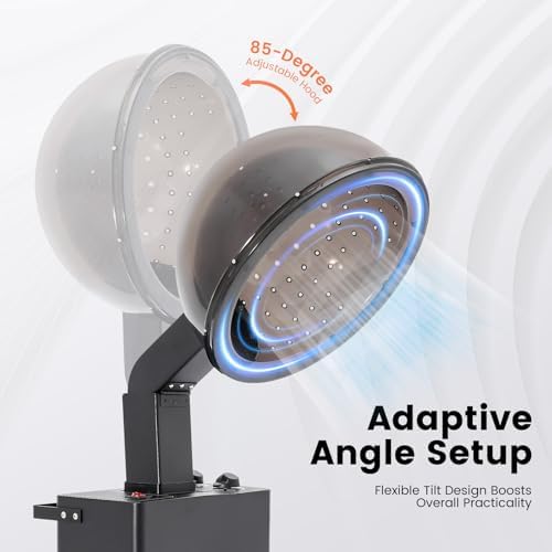 Salon Hair Dryer, 1000W Hooded Bonnet with Detachable Wheels, Adjustable Height Stand with 15" Large Hood, 60 Minute Timer & 4 Temperature Setting, Portable Hair Dryer with Wheels for Home Salon Use - Image 2