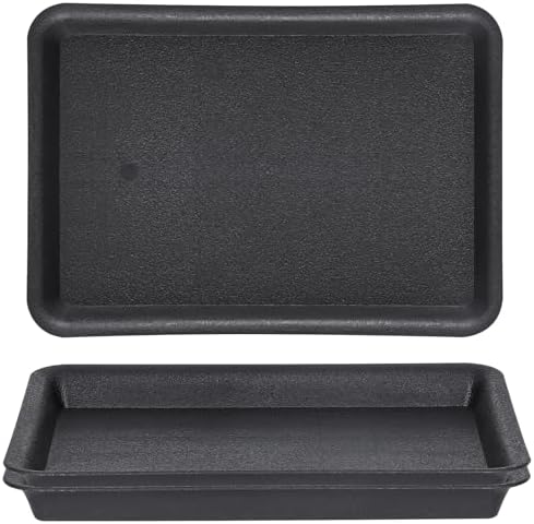 Plant Saucer Tray Rectangular, 13.4×9.4 Inch Durable Plastic Plant Drainage Trays, Plant Pot Drainage Tray for Indoor Outdoor Pots-Fits Planters Up to 12″ Bottom Diameter(Black) by GREANER