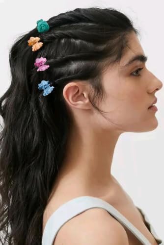 100Pcs Colorful Mini Flower Hair Clips Set, TEBIEKOY Small Hair Clips Mini Mouse Ear Hair Claw Clip Cute Jaw Clips Hair Pins Hair Barrettes Tiny Flower Hair Accessories for Women (Roses) - Image 2