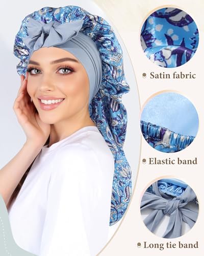AWAYTR Reversible Long Satin Hair Bonnet for Braids Sleeping Women - Image 3