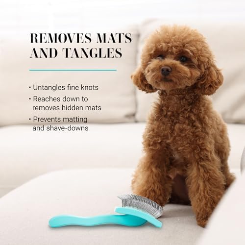 Chris Christensen Big G Dog Slicker Brush for Dogs (Goldendoodles, Labradoodles, Poodles), Groom Like a Professional, Fluff Detangle Style, Saves Time Energy, Teal, Large - Image 5