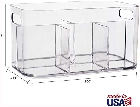 STORi Bliss 5-Compartment Plastic Cosmetics Storage Organizer, Set of 2 | Clear | Rectangular Divided Makeup Bin & Vanity Caddy with Pass-Through Handles | Round Corner Design | Made in USA - Image 5
