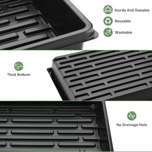 RooTrimmer 10 Pack Seed Starter Trays - Heavy Duty Plastic Flats, Fits 54 Cell Plug Tray, Seedling Tray for Carrying and Holding Plant Nursery Pot,Seed Germination & Plant Propagation (TD377) - Image 4