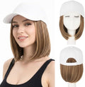 SEGO Baseball Cap with Hair Extensions for Women Synthetic Hair Attached Short Straight Hairpiece White Baseball Cap Wig Adjustable Hat Wigs for Women 6 Inch 10P22T Medium Brown Mix Dark Blonde by SEGO