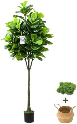 6FT Artificial Fiddle Leaf Fig Tree, Faux Plant by Superchoiece