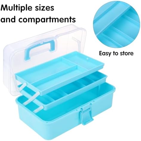 Tackle Box, 3-Layer Craft Sewing Medicine Art Hair Tool Organizer Blue - Image 4