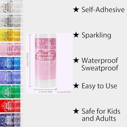 Mysense Pink Body Glitter Stick,Face Hair Glitter Makeup,Sparkling Mermaid Sequins Chunky Glitter Face Paint,Singer Concert Outfit Festival Rave Accessories for Women and Kids - Image 3