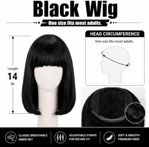 Short Black Bob Wig with Bangs for Women - Image 5