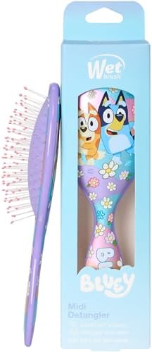 Wet Brush Bluey & Bingo Kids Midi Hair Brush, Smaller Size For Little Hands, Soft Bristles Detangle Knots With Ease, Ergonomic Handle, For All Hair Types, Limited Edition, Purple by WetBrush