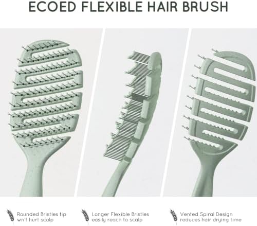 Detangler Hairbrush, Soft Bristle Detangling Brush, Quick Smoothing (Green) - Image 4