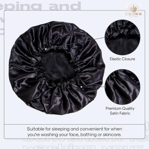 Silky Design Bonnet with Elastic Soft Band Adjustable Women and Men Bonnets for Sleeping Comfortable Satin Fabric (BlackCross) - Image 3