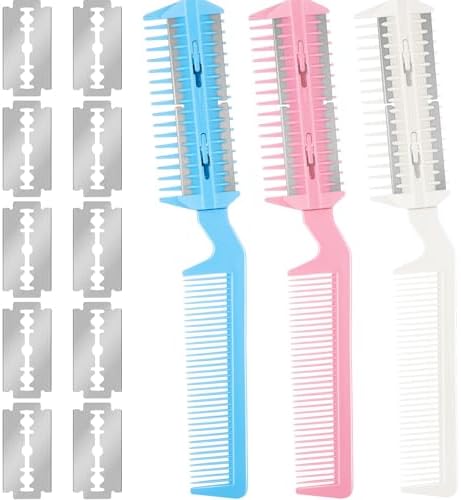 Maitys 3 Pcs Haircut Razor Comb for Hair Cutting with 12 Replacement Blades by Maitys