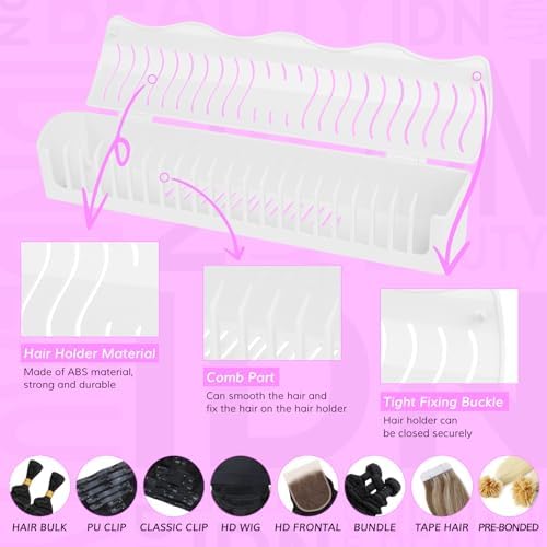 IDN BEAUTY Hair Extension Holder Stand for Styling, 4 Installation Modes With Tool, Hair Extension Holder Designed to Securely Hold Your Extensions for Washing, Styling, Packing and Storing (White) - Image 4