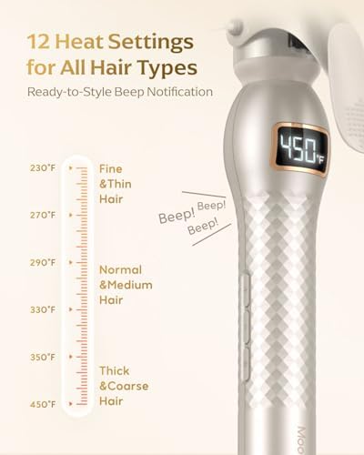 Ceramic 1.25 Inch Long Barrel Curling Iron, 1 1/4 Inch Curling Wand Creates Loose Curls, Dual Voltage Hair Curler for Medium & Long Hair, Gold - Image 4