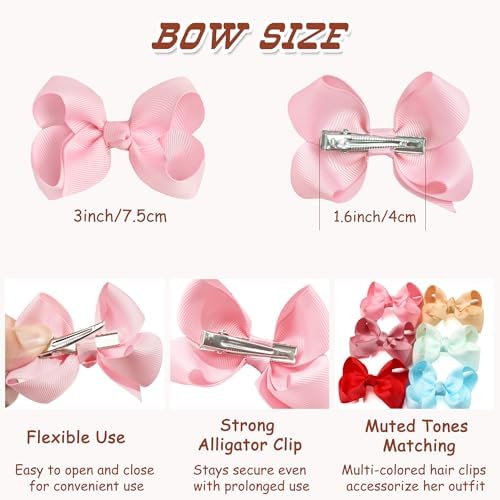 CÉLLOT 40Pcs 3 inch Hair Bows for Girls Grosgrain Ribbon Toddler Back to School Hair Accessories with Alligator Clips for Baby Girls Kids - Image 4