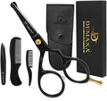 Premium 4.2 Blunt Tip Professional Mustache Scissors Beard Scissors for Men with Slanted Tweezers 1 Mustache Comb 1 Beard Comb & Pouch – Beard Trimming kit & Mustache Kit by DEMAXA