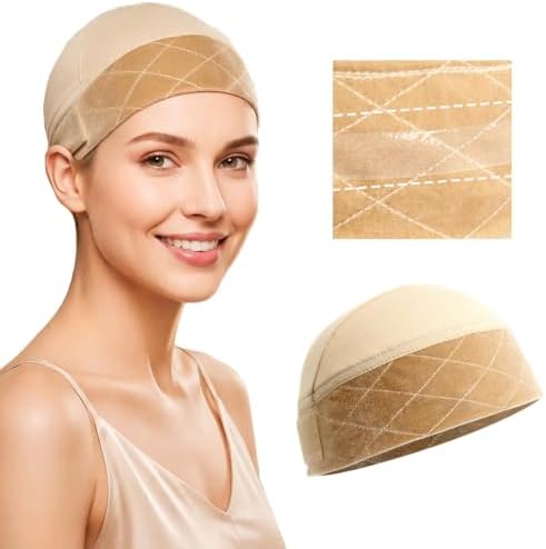 Wig Cap for Women Non Slip 2-in-1 Wig Grip Cap with Band Beige , 1 Pack by WUDASHAIR