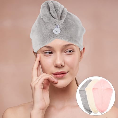 3Pcs Hair Drying Towels for Women, Coral Fleece Quick Dry Hair Wrap - Image 6