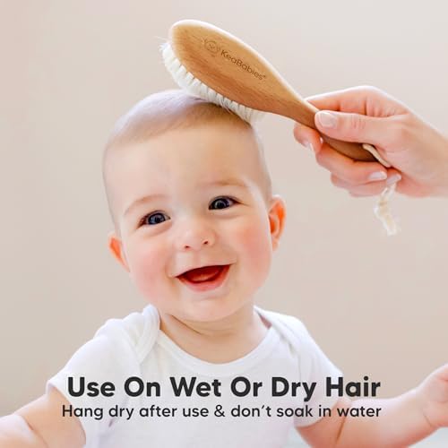 Wooden Baby Hair Brush for Toddler, Infant Cradle Cap (Golden Oak, Regular) - Image 6