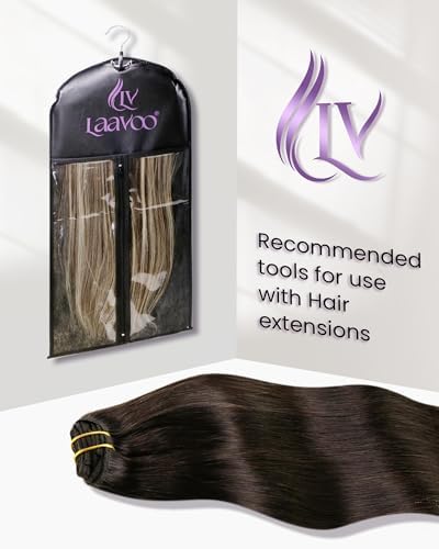 LaaVoo Real Human Hair Clip in Extensions Dark Brown - Image 4