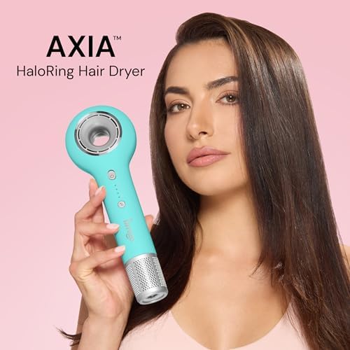 L'ANGE HAIR Axia HaloRing Ionic Hair Dryer | High Speed Professional Blow Dryer for Smooth, Frizz-Free Styles | Lightweight Brushless Motor with Concentrator & Wall Mount | 4 Heat Settings | Blue - Image 2