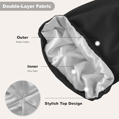 ZHENSILK 4Pcs Silk Satin Bonnets for Women Men, Adjustable Hair Wrap Slouchy Beanie Hat for Curly Hair - Image 4