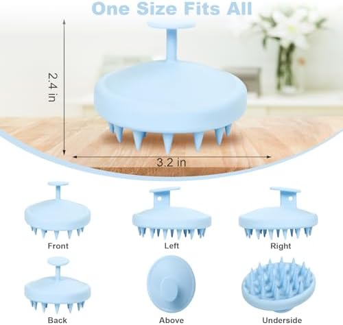 Meartchy Silicone Scalp Massager, Scalp Scrubber for Hair Growth with Soft Bristles, Scalp Exfoliator Brush Dandruff Removal Shampoo Brush for Wet Dry Scalp Care (Light Blue) - Image 2