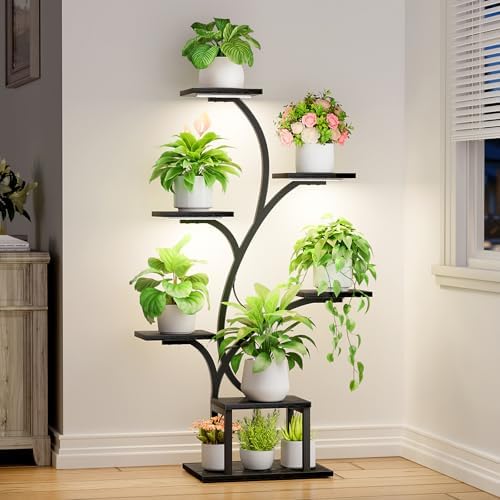 BACEKOLL Plant Stand Indoor with Grow Light, 7 Tier 49" Lighted Plant Shelf by BACEKOLL