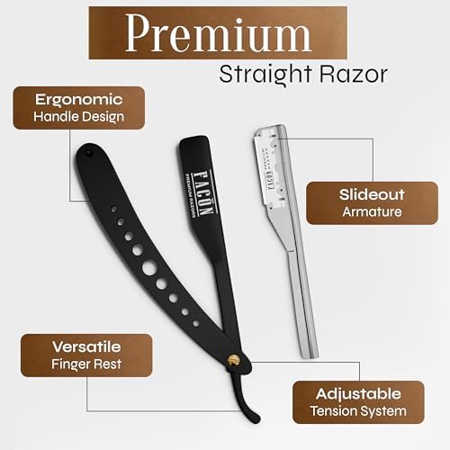 Facón Straight Razors for Men - Professional Barber Straight Edge Razor Kit with 100 Blades, Classic Stainless Steel Barbero Shaver for a Smooth & Precise Shave, Premium Barber Razor for Men's Shaving - Image 6